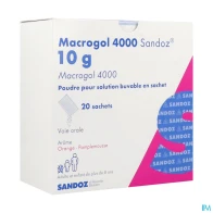 Macrogol 4000 sandoz 10g poudre pour solution buvable sachet 20 | Aesiel