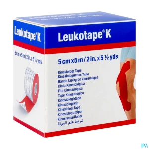 Leukotape k bande adhesive 5m x 5cm rouge | Aesiel