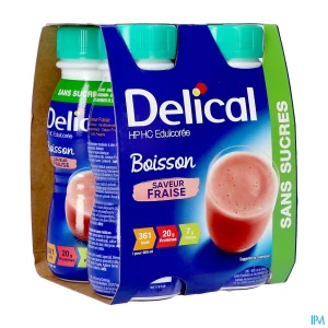Delical boisson hp hc edulcoree sans sucres saveur fraise 4x200ml | Aesiel