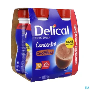 Delical boisson hp hc concentree en proteines chocolat 200ml x4 | Aesiel