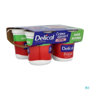 Delical crème dessert hp hc sans sucre fraise 200g x4 | Aesiel