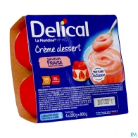Delical crème dessert hp hc la floridine fraise facon patissiere 200g x4 | Aesiel