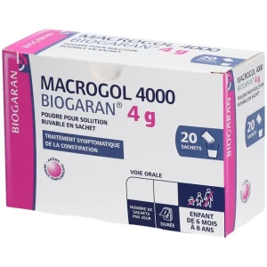 Macrogol 4000 biogaran 4g poudre pour solution buvable sachet 20 | Aesiel