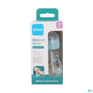 Bib mam verre tetin deb1 bleu170ml | Aesiel