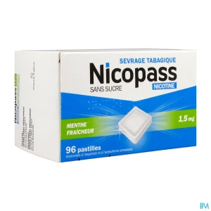 Nicopass 1,5mg sans sucre Menthe fraîche pastille à sucer 96