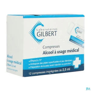 Laboratoires gilbert compresse alcool 12 sachets