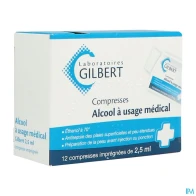 Laboratoires gilbert compresse alcool 12 sachets
