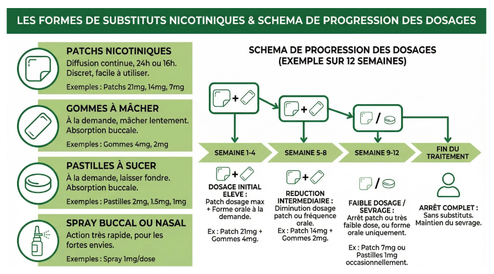 les formes de subsituts pour nicotine