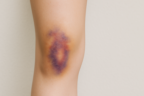 une bleu sur une jambe