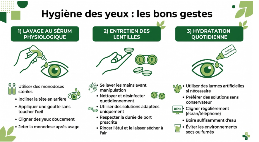comment nettoyer ses yeux, schéma
