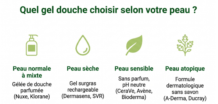 comparatif des types de gel douche