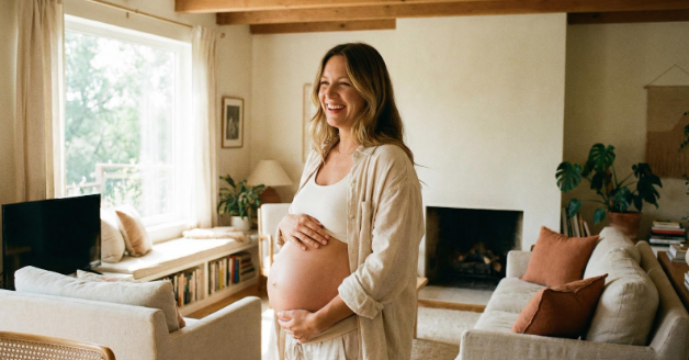 une femme enceinte de 8 mois