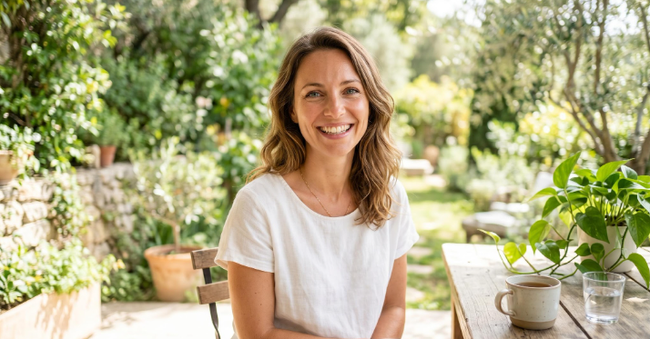 une femme dans son jardin