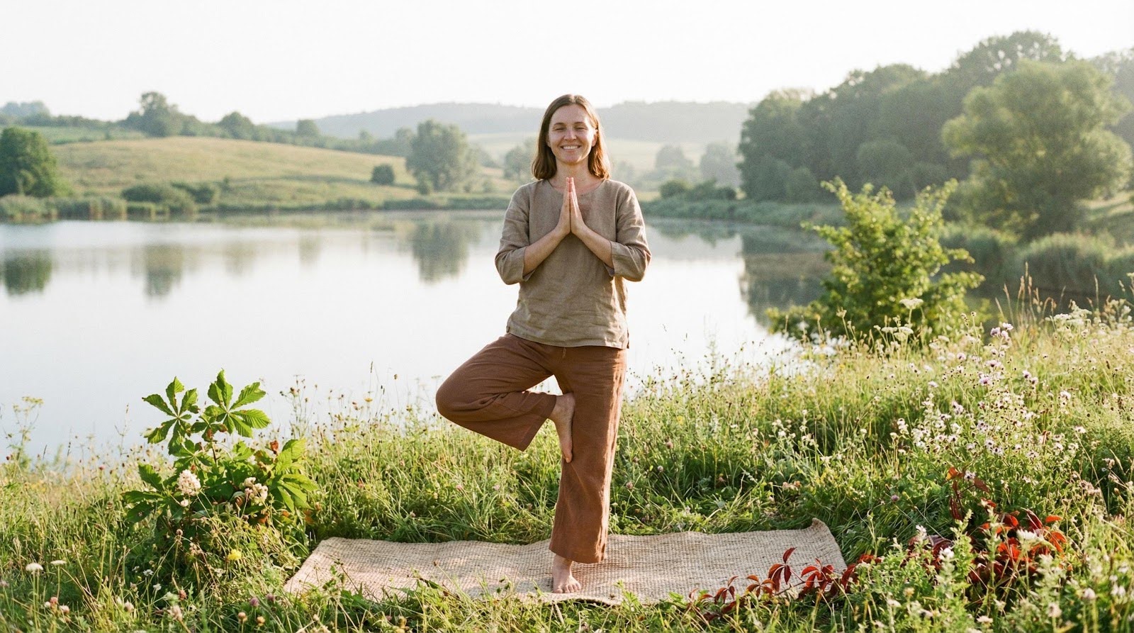 une femme faisant du yoga
