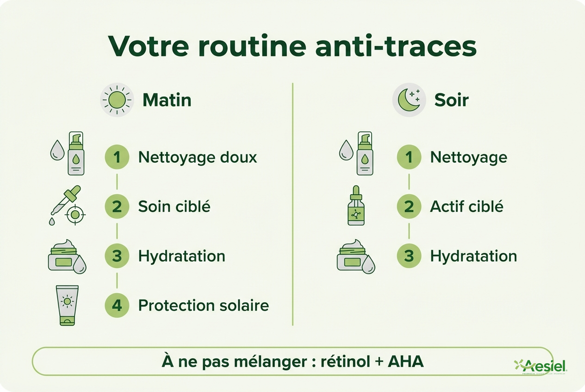 Routine matin et soir contre les traces d'acné