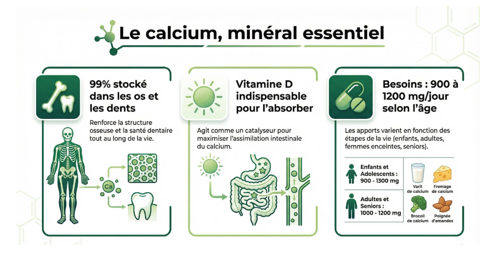 schéma sur les bienfaits du calcium