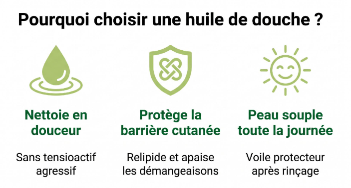 pourquoi choisir une huilde douche liste arguments