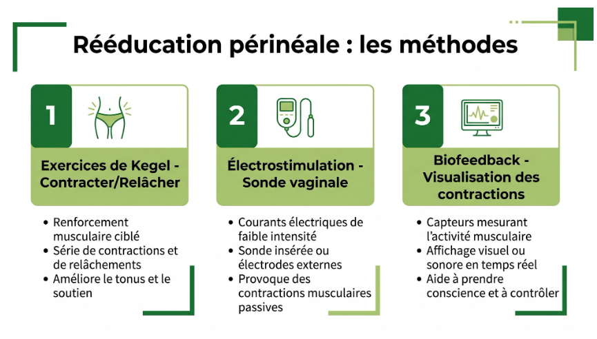 les 3 méthodes utiles pour la rééducation périnéales