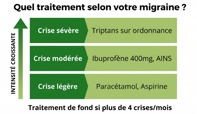 conseils pour prendre le traitement adaptés en fonction de la severité de la crise de migraine