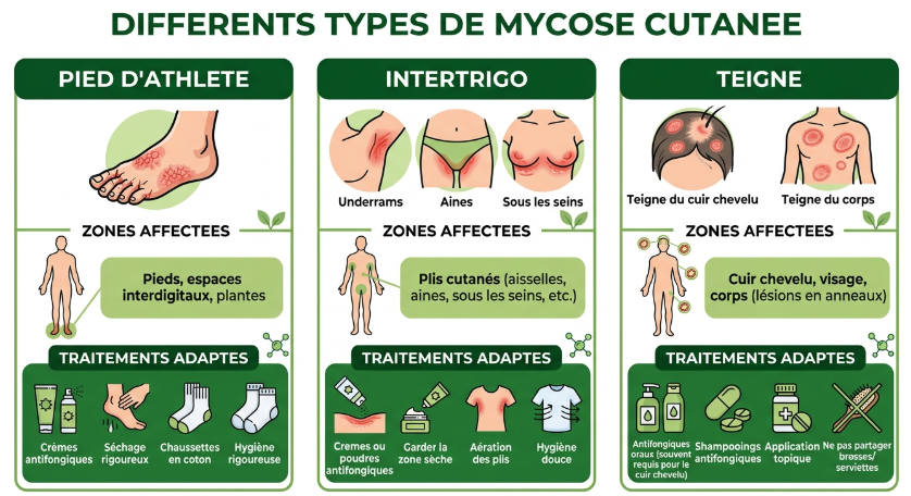 les 3 types de mycose cutanée