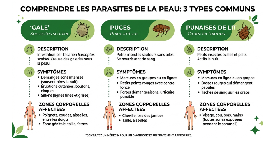 les 3 types de parasites sur la peau humaine
